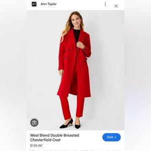 Gorgeous and warm Ann Taylor double breasted wool coat in red size small